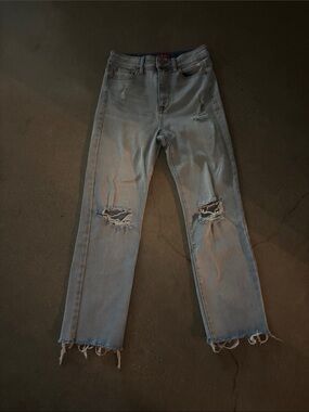 Guess Light Blue Straight Leg Ripped Jeans